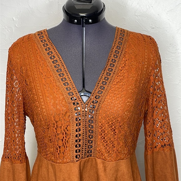 SHEIN Brown Suedette Long Sleeve Dress - Picture 3 of 14